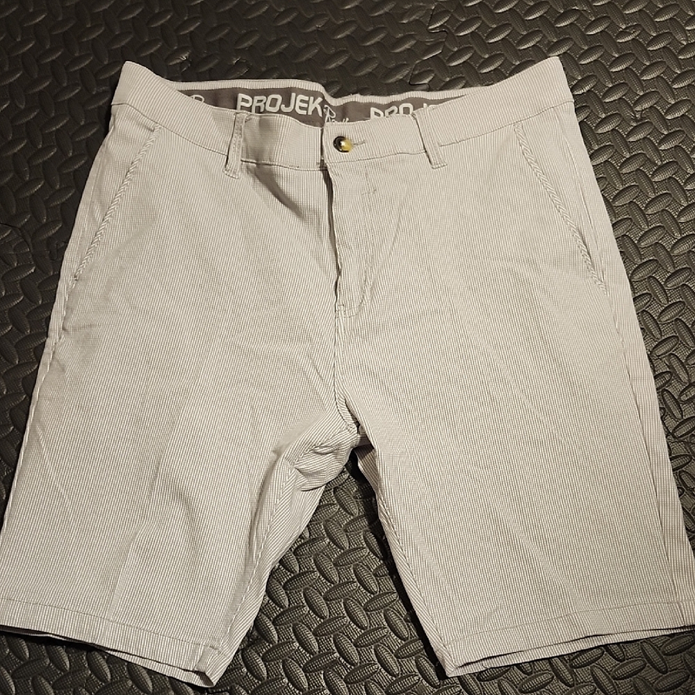 PROJEK Raw Men's Light Gray Flat Front Shorts Size 36
